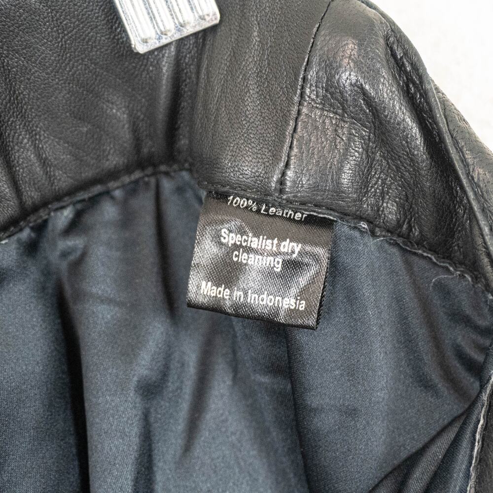 Skingraft Black Leather Moto Pants Quilted Knee Zip Skinny Biker size Small - Picture 5 of 15